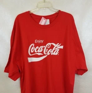 Enjoy Coca-Cola T-Shirt Men's Red/White Lettering Crew Neck Cotton (3 Sizes) NEW - Picture 1 of 2