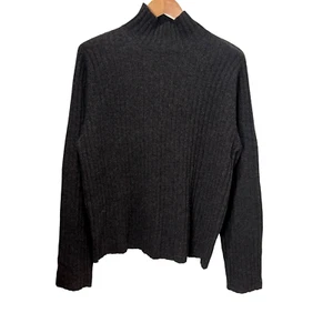Vintage Abercrombie & Fitch Lambswool Mockneck Sweater Size XL Gray Patch Elbows - Picture 1 of 10