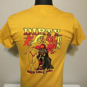 Vintage Dirty Old Men Need Love Too Pin Up T-Shirt M 70s Hanes Single Stitch Tee - Bild 1 von 5