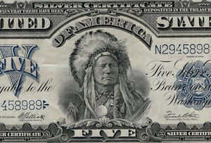 1899 $5 Fr.280 Silver Certificate Chief Antelope Indian Chief PCGS 35PPQ (AEJJ) - Picture 1 of 4
