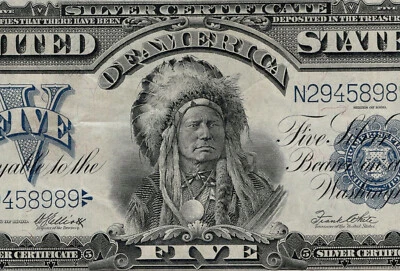1899 $5 Fr.280 Silver Certificate Chief Antelope Indian Chief PCGS 35PPQ (AEJJ) - Image 1 of 4
