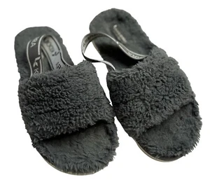 Koolaburra By UGG Sandals Girl Gray Sling Back Slip On Faux Fur Fluff - Picture 1 of 10
