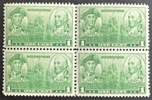 US 1936 Scott# 790 Block of 4 MH OG Navy issue John Paul Jones & J. Barry 1¢ - Picture 1 of 2