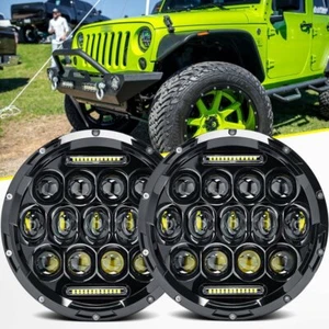 300W Pair 7 inch Round LED Headlight Hi/Lo DRL for Jeep Wrangler JK LJ TJ CJ DOT - Picture 1 of 12