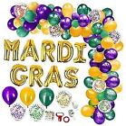  119 Pack Mardi Gras Balloons Arch Garland Kit, Mardi Gras Decorations Diy 15" 