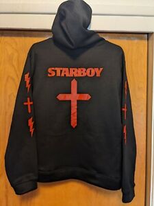 The Weeknd Hoodie Cross & Lightning Starboy Black w/ Red Print