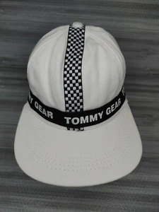 "Vintage" Tommy Gear Bright White Adjustable Racing Stripe Hat Made In U.S.A.  - Picture 1 of 12