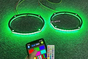 Pair of 6x9" RGB Color Remote APP LED Cars Subwoofer Audio Speaker Rings Lights - Picture 1 of 12