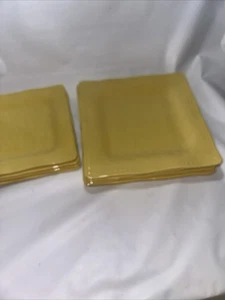 Tommy Bahama Quadratisch Weiß Melamin Abendessen 8 Teller Gepunkteter Rand 10,5" und 8,5 - Bild 1 von 8