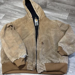 Carhartt J130 BRN Hooded Quilted Jacket Men’s XL Brown HOLES/STAINS 08’ - Picture 1 of 24