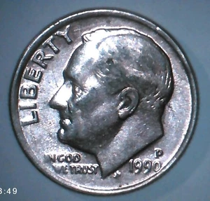 1990 P Roosevelt Dime - DDO, DDR, and Missing Letters In God We Trust - Picture 1 of 13
