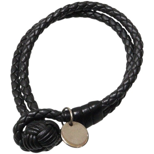 Y0705 Bottega Veneta Bracciale Pelle Intrecciata Nero Uomo Gioielli Classico G