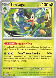 Simisage 005/182 SV04 Paradox Rift Pokemon 007768 - Picture 1 of 2