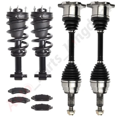 2 Front CV Axle + 4 Brake Pads + 2 Complete Struts For Chevrolet Suburban 1500 Foto 1 de 4