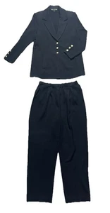 Vintage St. John Basics zweiteiliges Anzughose und Blazer Set schwarz Gr. 12 Wollmischung - Bild 1 von 20