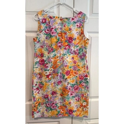 Vintage Floral Sleeveless Dress Colorful Roses Print Party Summer Casual - Image 1 of 4