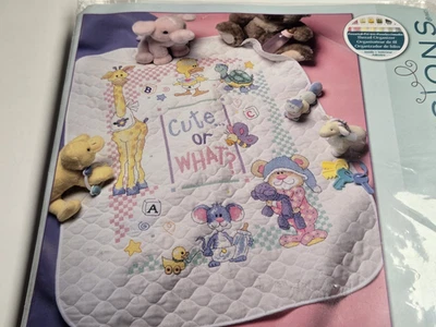 Dimensions Cute or What? Stamped Cross Stitch Baby Quilt Kit 72724 - Image 1 of 3