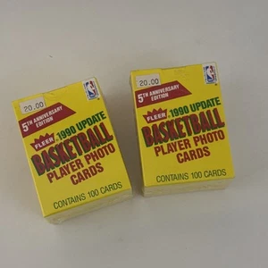 (2x) 1990-91 Fleer NBA Basketball Factory Sealed Update Complete 100 Card Sets - Picture 1 of 2