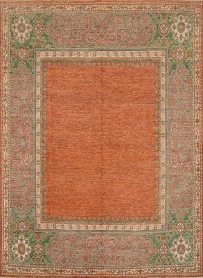 Vegetable Dye Orange Ziegler Square Area Rug 8x8 Haqand-made Living Room Carpet - Image 1 of 4