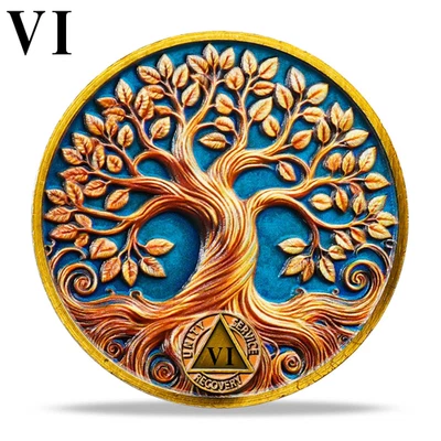 6 Years Sober , Six Year Sobriety Coin AA Chips Alcoholics Anonymous Medallions - Image 1 of 4