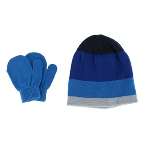 Grand Sierra Kids' 2-4 Striped 2-Piece Winter Beanie and Mitten Set - Picture 1 of 4