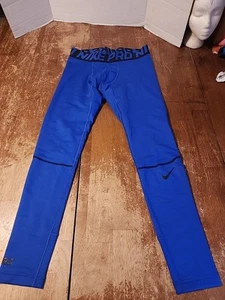 Nike Mens Sz L Pro Hyperwarm Compression Tights Blue EUC  - Picture 1 of 7