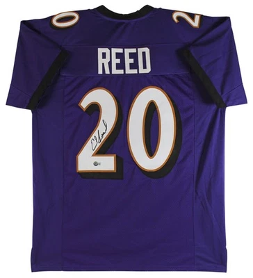 Camiseta Ed Reed Auténtica Firmada Púrpura Estilo Profesional Autografiada BAS Testigo Foto 1 de 3