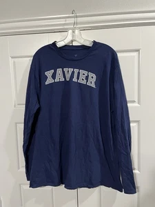 Xavier University Musketiere Grafik T-Shirt Erwachsene LXL blau Langarm Baumwolle - Bild 1 von 3