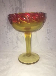 Tiara Indiana Glas Sonnenuntergang Wüstenblüten Blatt Kompott auf Fuß 7,25" - Bild 1 von 3