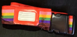 Vintage Luggage Strap MULTICOLOURED Rainbow Adjustable Address Label Clip Lock - Picture 1 of 9