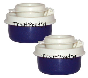 TUPPERWARE Salt and Pepper Shakers Dark Navy Blue Smidgets Mini Bowls White Lids - Picture 1 of 3