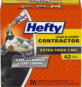 Hefty Load & Carry Schwerlast Auftragnehmer große Müllsäcke 42 Gallonen 26 Stück - Bild 1 von 5