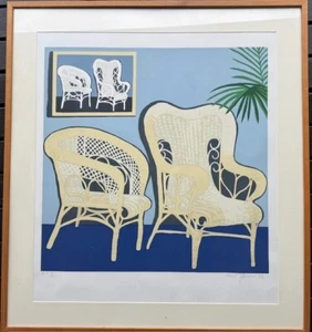 "Two Chairs 1978" Pop Art Silkscreen by LIsted Artist, Hunt Slonem - Picture 1 of 6