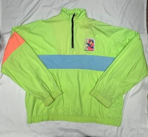 Vintage 80s 90s Spot Sport European Beach 1/4 Zip Pullover Neon Yellow XL - Picture 1 of 12