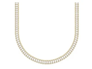 Choker necklace with sparkling white baguette gemstones and yellow gold plating. - Picture 1 of 5