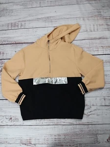Zara Sweater Kids Girls 13-14 Quarter 1/4 Zip Hooded Colorblock Pullover - Picture 1 of 11