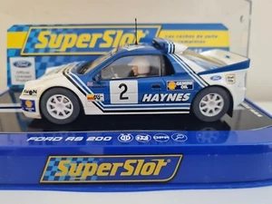 591- Scalextric Superslot FORD RS200 RS 200 H3407 #2 HAYNES LIVERY SLOT CAR - Imagen 1 de 4