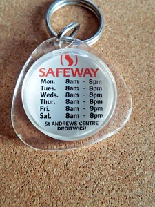 RETRO SAFEWAY SUPERMARKET ,DROITWCH, KEY RING. B4 - Picture 1 of 3