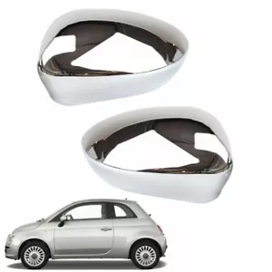 KIT COPPIA CALOTTE SPECCHIO RETROVISORE CROMATE PER FIAT 500 / ABARTH DAL 2007 - Bild 1 von 3