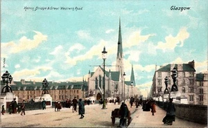 Kelvin Bridge & Great Western Road Glasgow Scotland 1900s Postcard Hartmann - Picture 1 of 2