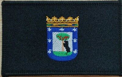 Madrid Spain España Flag Iron-On Sew Patch  Tactical Black Version - Image 1 of 2