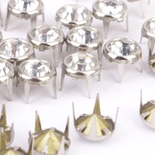 50± Crystal Nailhead Studs Punk Rivet w Spike Prongs for Leather Denim Work