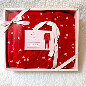 Auden Plush Fleece Womens Pajama Set Small Red With White Trees - Picture 1 of 4