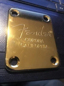 Used Fender ST Corona California Gold Stamped Neck Plate Includes Gasket! - Picture 1 of 2