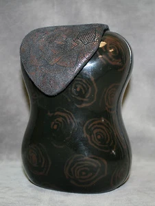 TIMMY WOODS BEVERLY HILLS LIMITED EDITION WOOD & LEATHER RENA ROSETTE CLUTCH BAG - Picture 1 of 3