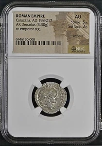 Roman Empire - Caracalla - AD 198-217 - Silver Denarius - NGC AU - RIC:246 - Picture 1 of 5