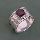 Natural Garnet Ring, 925 Sterling Silver Band Garnet Ring, Raw Stone Ring-RR049