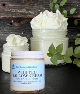Whipped Tallow - Unscented Face, Body Butter Skin Cream, 100% Organic, Glass Jar - Picture 1 of 8