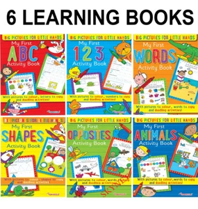 FIRST LEARNING AGE 3-4 NUMBERS, ABC,OPPO,ANIMALS & SHAPES BOOKS COLOUR COPY - Foto 1 di 12