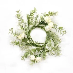 Bridal Rose Blossom Candle Ring / Wreath 3.5" Inner Dia. Spring Decor Wedding - Picture 1 of 1
